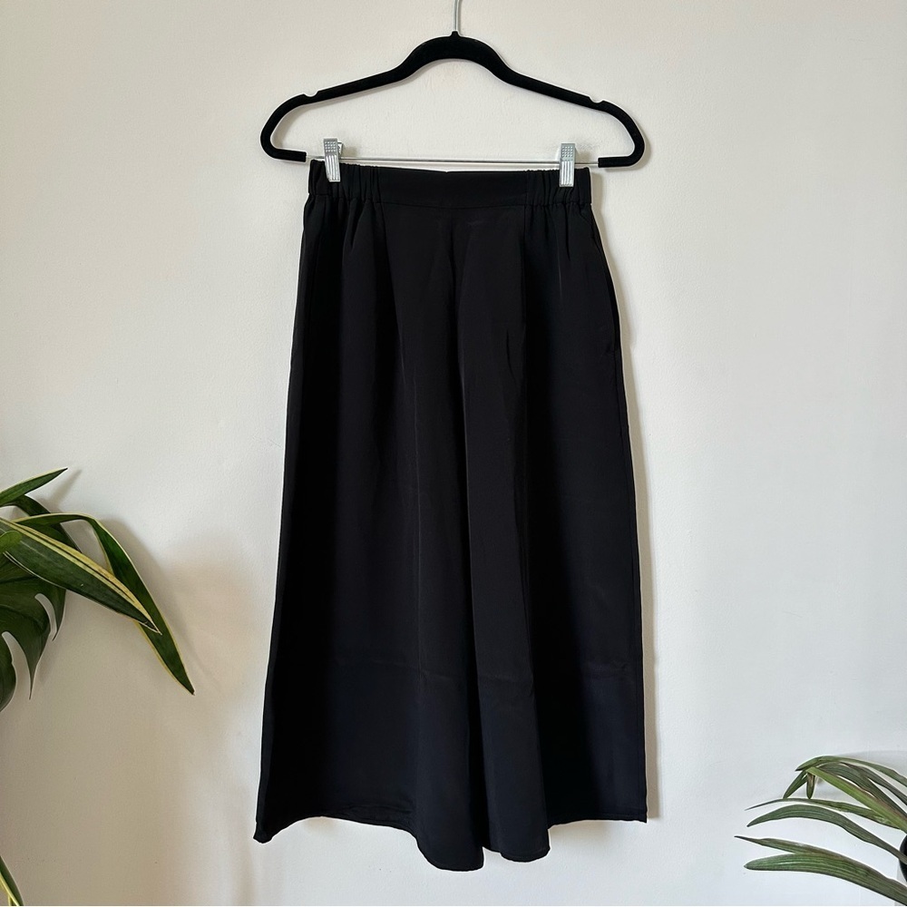 Nwt Gentle Herd Black 100% Silk Wide Leg Cropped Pants Size Small — image 2 of 7